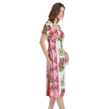 Puff Sleeve Split Thigh Midi Dress - Objet D'Art