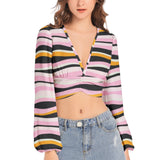 Women's Deep V-Neck Lantern Sleeve Crop Top - Objet D'Art