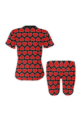 Heart Print Yoga Set Waist Band Women's Short Yoga Set - Objet D'Art