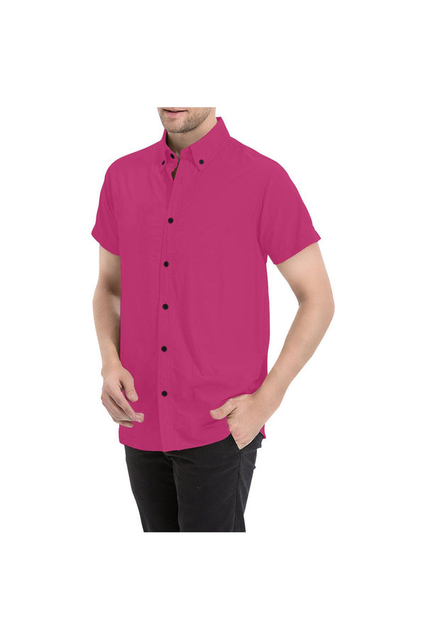 Peacock Pink Men's All Over Print Short Sleeve Shirt/Large Size (Model T53) - Objet D'Art