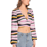 Women's Deep V-Neck Lantern Sleeve Crop Top - Objet D'Art