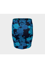 Classic Blue Floral Fitted Skirt - Objet D'Art