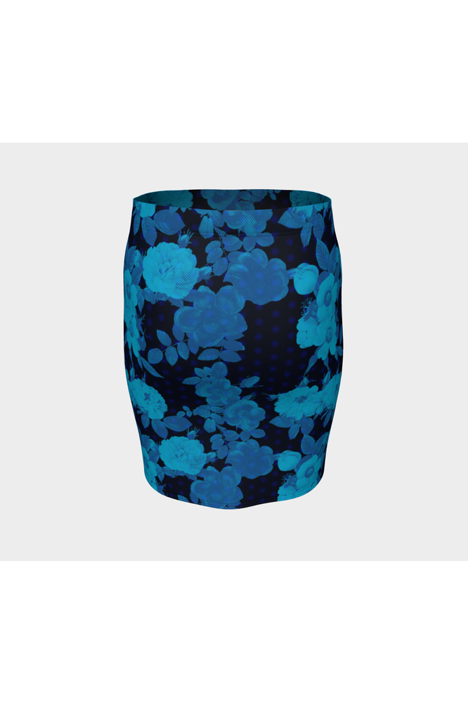 Classic Blue Floral Fitted Skirt - Objet D'Art