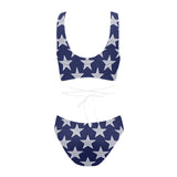 big star print 2 Cross String Bikini Set (Model S29) - Objet D'Art