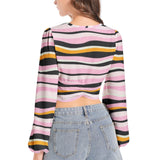 Women's Deep V-Neck Lantern Sleeve Crop Top - Objet D'Art