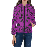 Purple Papel Picado Women's Padded Hooded Jacket (Model H46) - Objet D'Art