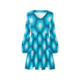 hexa sexy print 2 V-Neck Loose Fit Dress (Model D62) - Objet D'Art