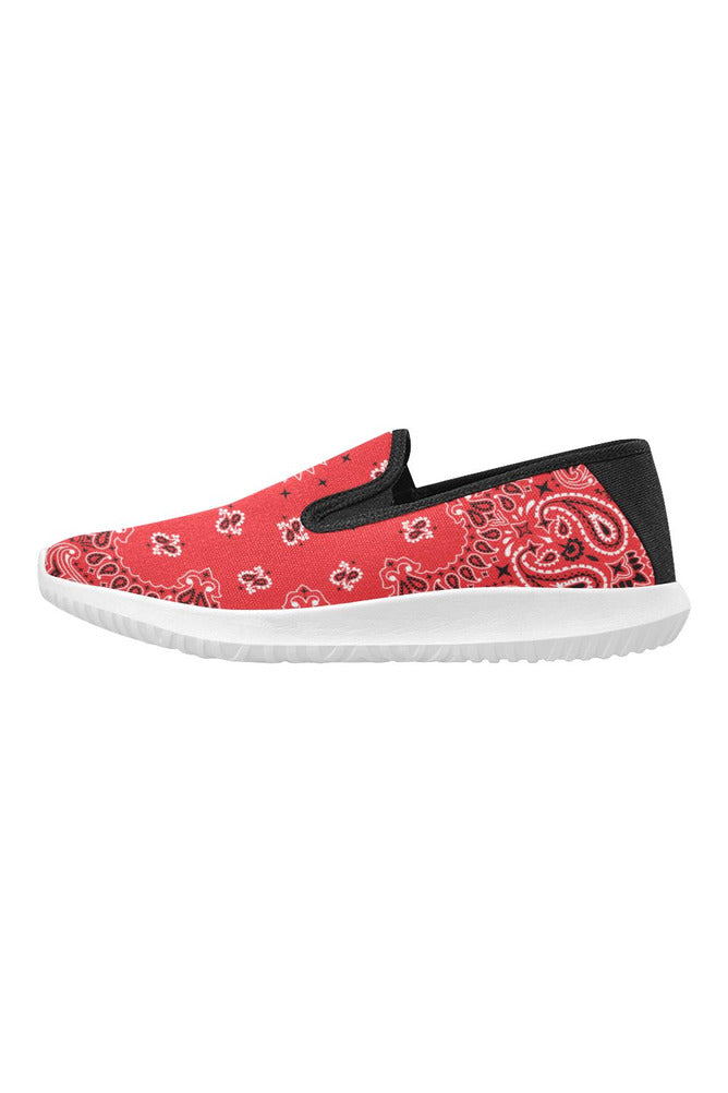 red bandana Orion Slip-on Women's Canvas Sneakers (Model 042) - Objet D'Art