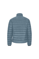Pearl Blue Men's Stand Collar Padded Jacket (Model H41) - Objet D'Art