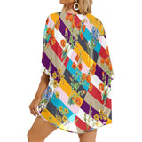 floral striped swimwear Women's Kimono Chiffon Cover Up (Model H51) - Objet D'Art