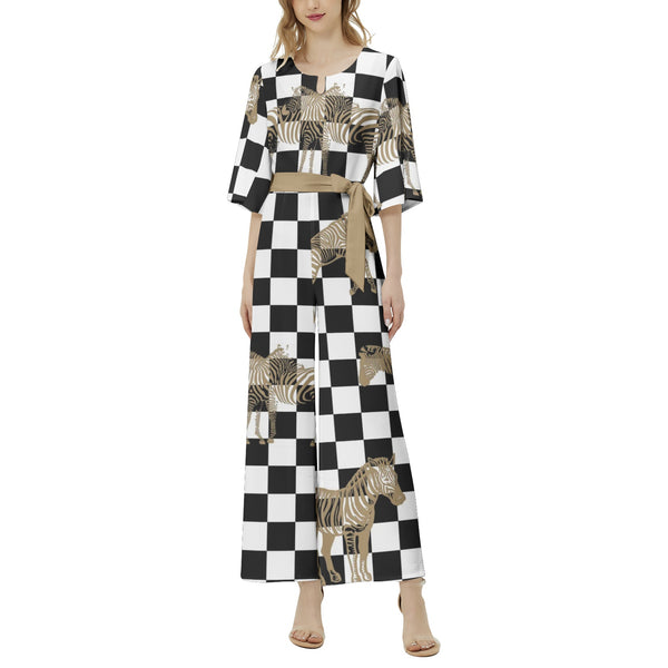 Dolman Sleeve Belted Wide Leg Jumpsuit - Objet D'Art