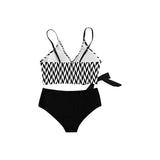 black solid print skirt Knot Side Bikini Swimsuit (Model S37) - Objet D'Art