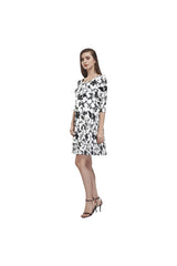 D20 SLEEVES FLORAL 2 Tethys Half-Sleeve Skater Dress(Model D20) - Objet D'Art