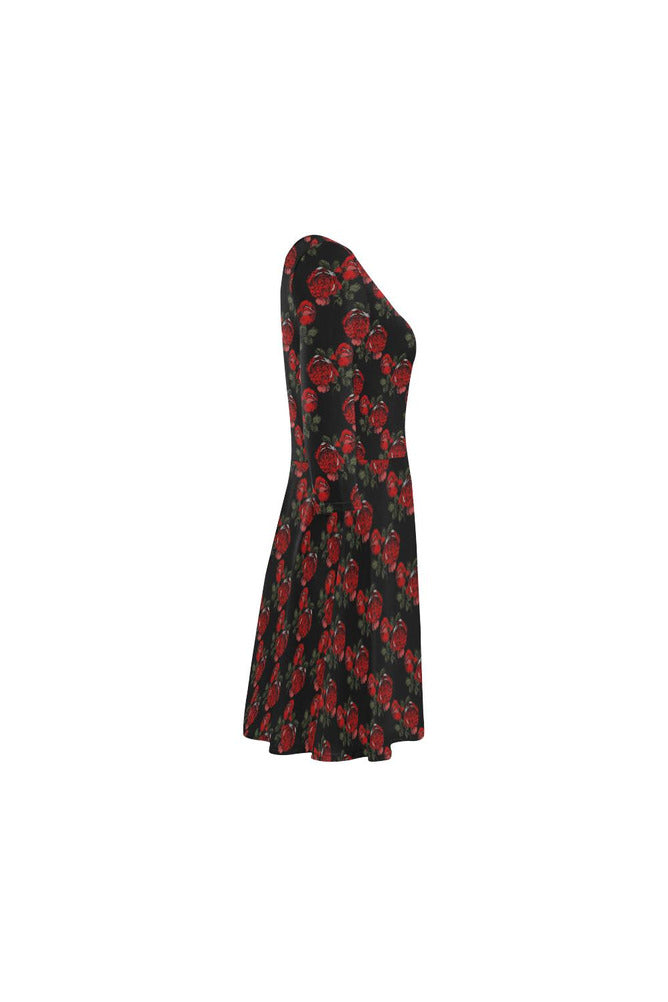 Red & Black Checkered 3/4 Sleeve Swing/Sundress - Objet D'Art