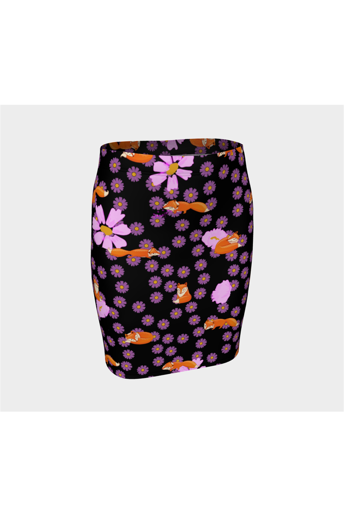 Fox and Flowers Fitted Skirt - Objet D'Art