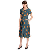 Jack O Lantern Puff Sleeve Button Through Dress - Objet D'Art