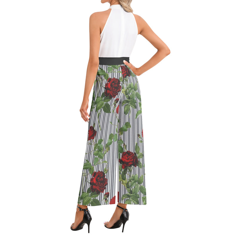 Halter Neck Buckle Belted Jumpsuit - Objet D'Art