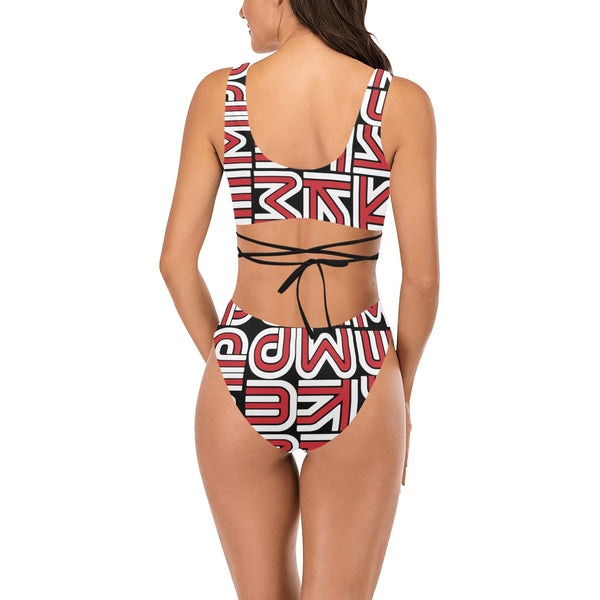 red white black kemp logo Cross String Bikini Set (Model S29) - Objet D'Art