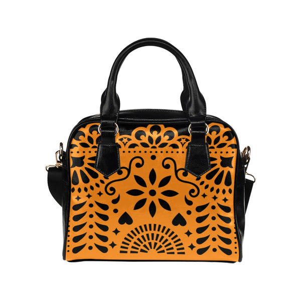 Orange Papel Picado Shoulder Handbag (Model 1634) - Objet D'Art