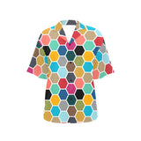 color hex print 2 All Over Print Hawaiian Shirt for Women (Model T58) - Objet D'Art
