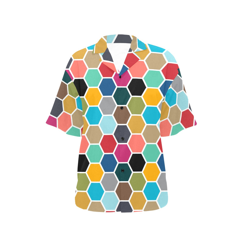color hex print 2 All Over Print Hawaiian Shirt for Women (Model T58) - Objet D'Art