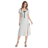 Puff Sleeve Split Thigh Midi Dress - Objet D'Art