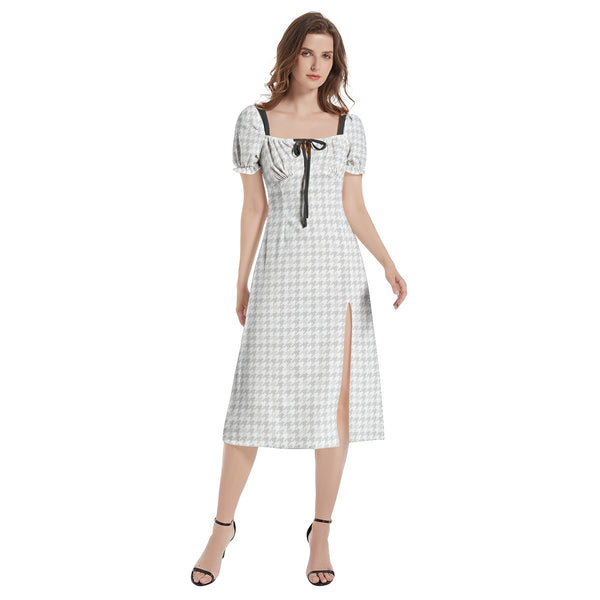 Puff Sleeve Split Thigh Midi Dress - Objet D'Art