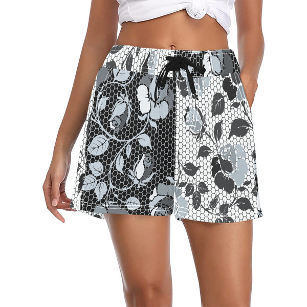 selenium gray print 3 Women's Casual Board Shorts (Model L54) - Objet D'Art