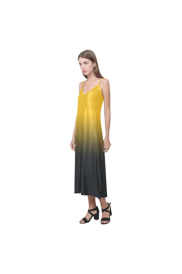 Gradient Grace V-Neck Open Fork Long Dress - Objet D'Art