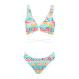 greek key print 2 A C Cross String Bikini Set (Model S29) - Objet D'Art