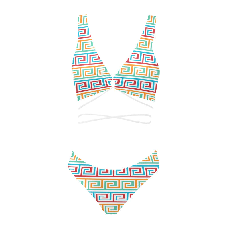 greek key print 2 A C Cross String Bikini Set (Model S29) - Objet D'Art