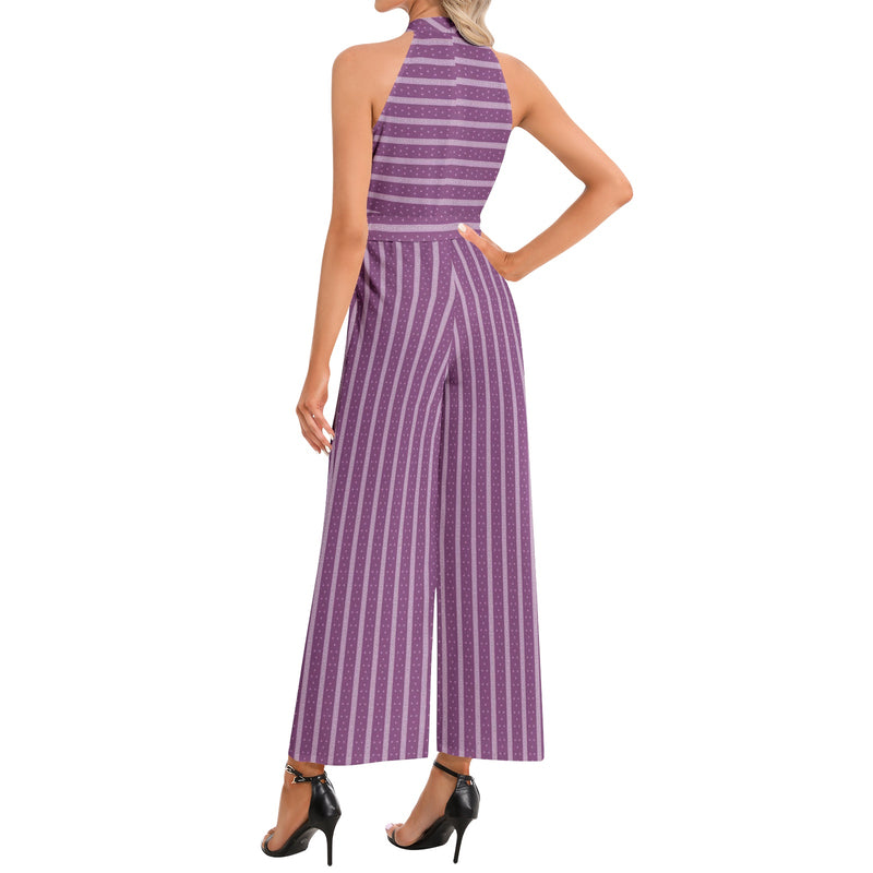 Halter Neck Buckle Belted Jumpsuit - Objet D'Art