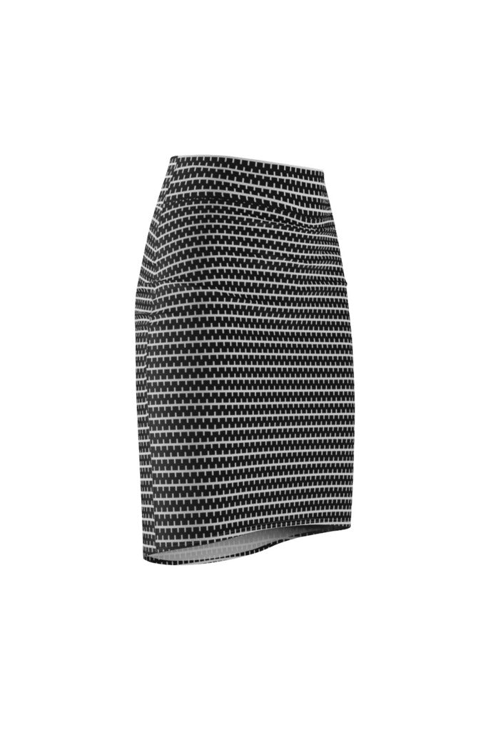 Black and White Striped Women's Pencil Skirt - Objet D'Art