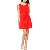 pure red print Thea Sleeveless Skater Dress(Model D19) - Objet D'Art