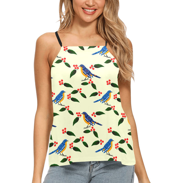 wheat birdie bye Loose Fit Halter Neck Top (Model T68) - Objet D'Art