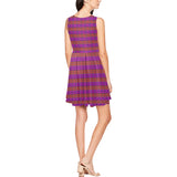 greek key double tone print 2 Thea Sleeveless Skater Dress(Model D19) - Objet D'Art