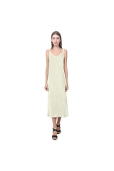 Cream V-Neck Open Fork Long Dress(Model D18) - Objet D'Art