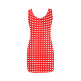 white heart red background print 2 Medea Vest Dress (Model D06) - Objet D'Art