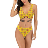 mandala gold print 3 Cross String Bikini Set (Model S29) - Objet D'Art