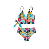 color hex print 2 Knot Side Bikini Swimsuit (Model S37) - Objet D'Art