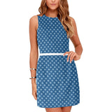blue hearts print Eos Women's Sleeveless Dress (Model D01) - Objet D'Art