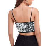 selenium gray print 3 Women's Spaghetti Strap Crop Top (Model T67) - Objet D'Art