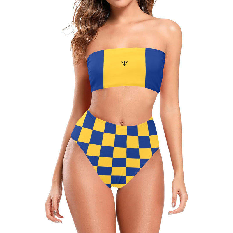 barbados blue Chest Wrap Bikini Swimsuit (Model S36) - Objet D'Art