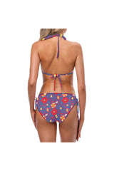 bg floral purple back Custom Bikini Swimsuit (Model S01) - Objet D'Art
