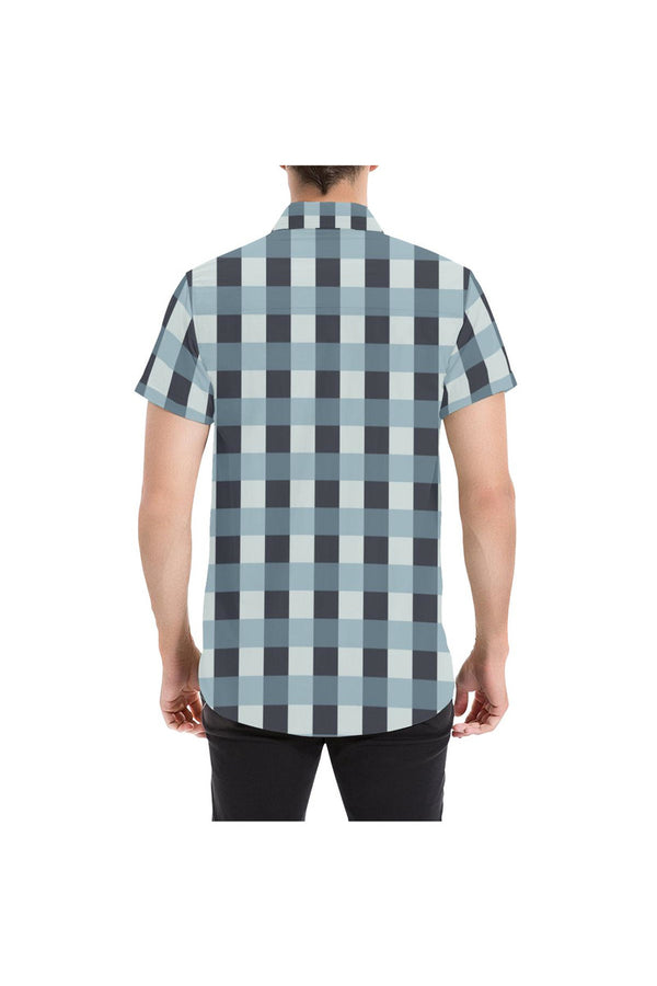Plaid Large Men's All Over Print Short Sleeve Shirt/Large Size - Objet D'Art