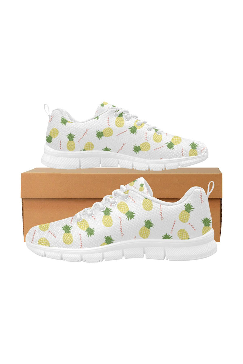 Pineapple on White Women's Breathable Running Shoes - Objet D'Art