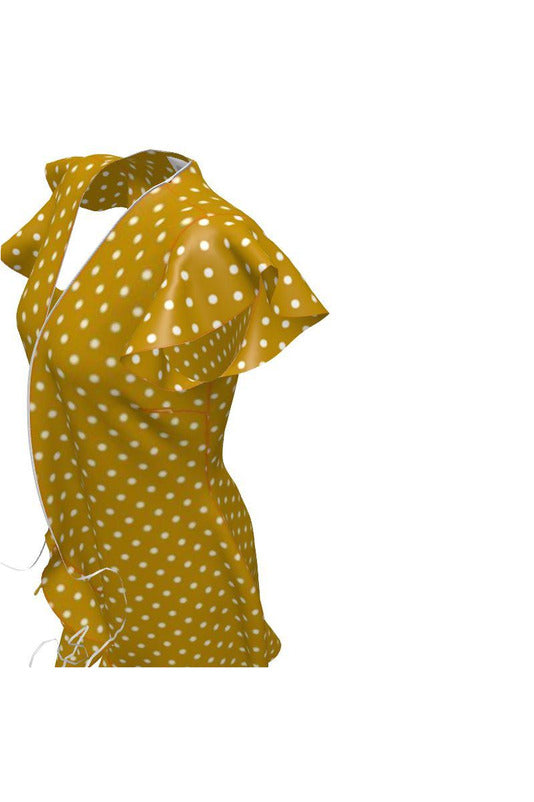Turmeric Colored Polkadot Tea Dress - Objet D'Art