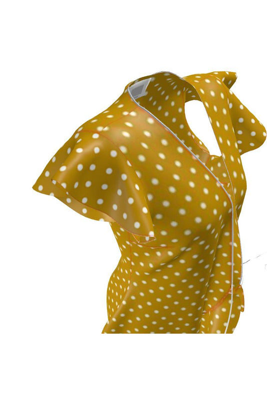 Turmeric Colored Polkadot Tea Dress - Objet D'Art