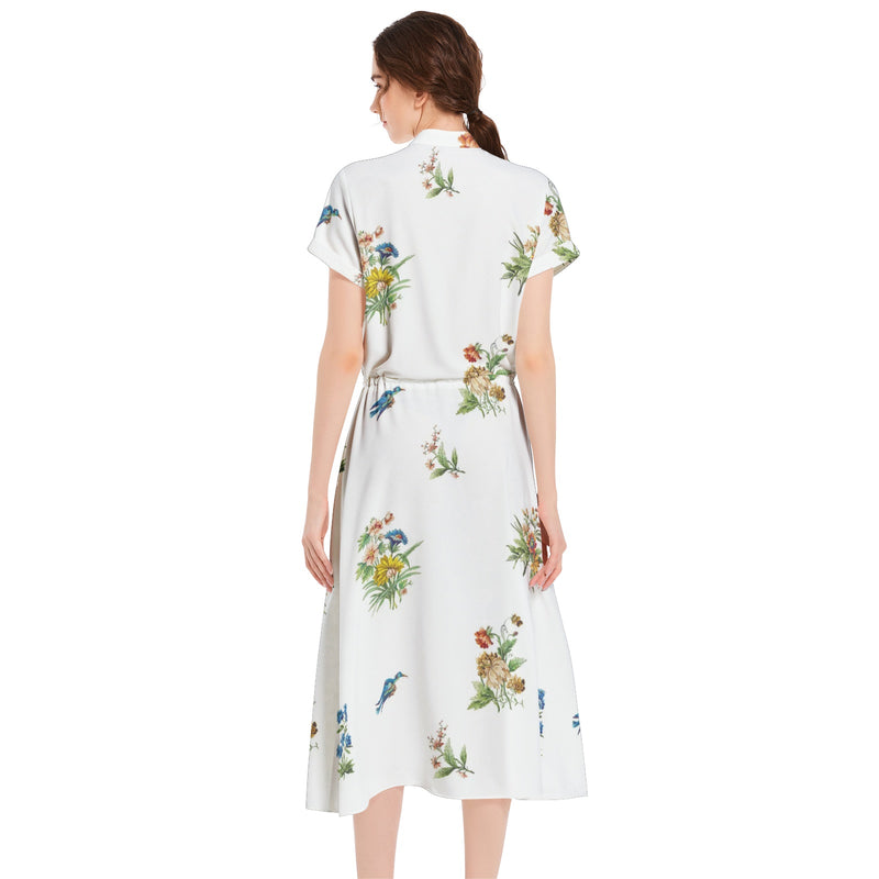 Drawstring Waist A-line Flared Midi Dress - Objet D'Art