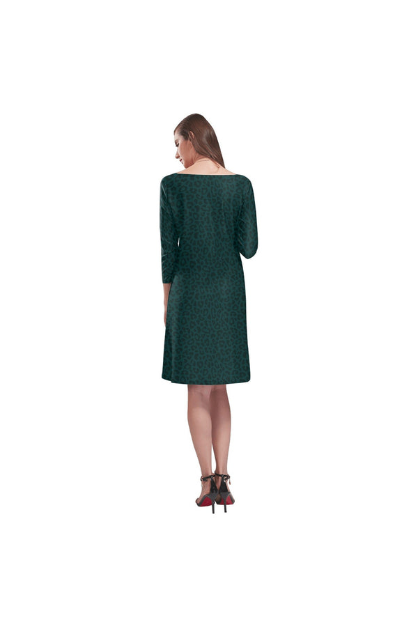 Storm Green Leopard Print Rhea Loose Round Neck Dress - Objet D'Art